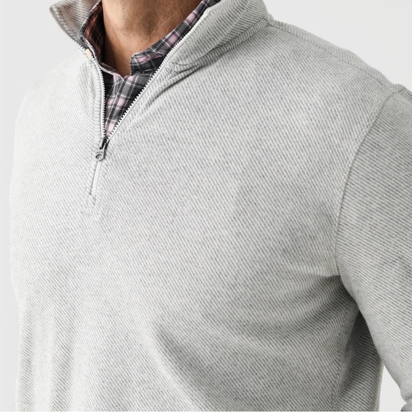 Faherty Men's legend sweater quarter zip Light Gray Zip-Up Sweater sweatshirt - Picture 2 of 4